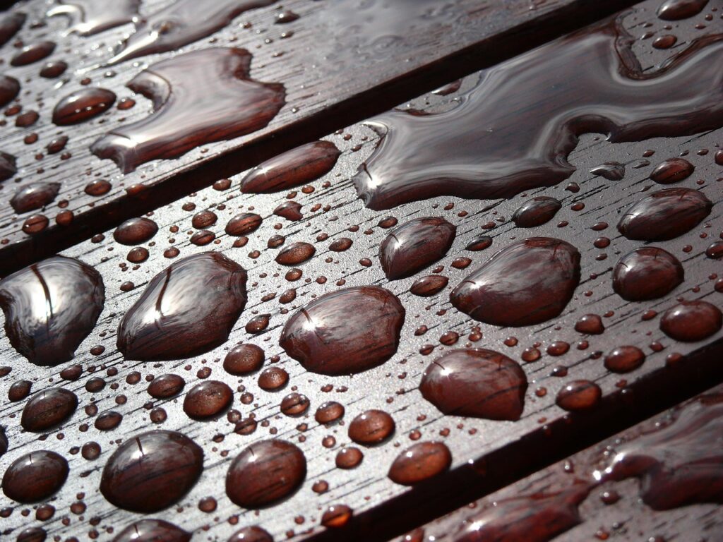 wood, water, drops, droplets, texture, wooden, wet, table, raindrop, outdoors, brown, liquid, dew, nature, gray wood, gray table